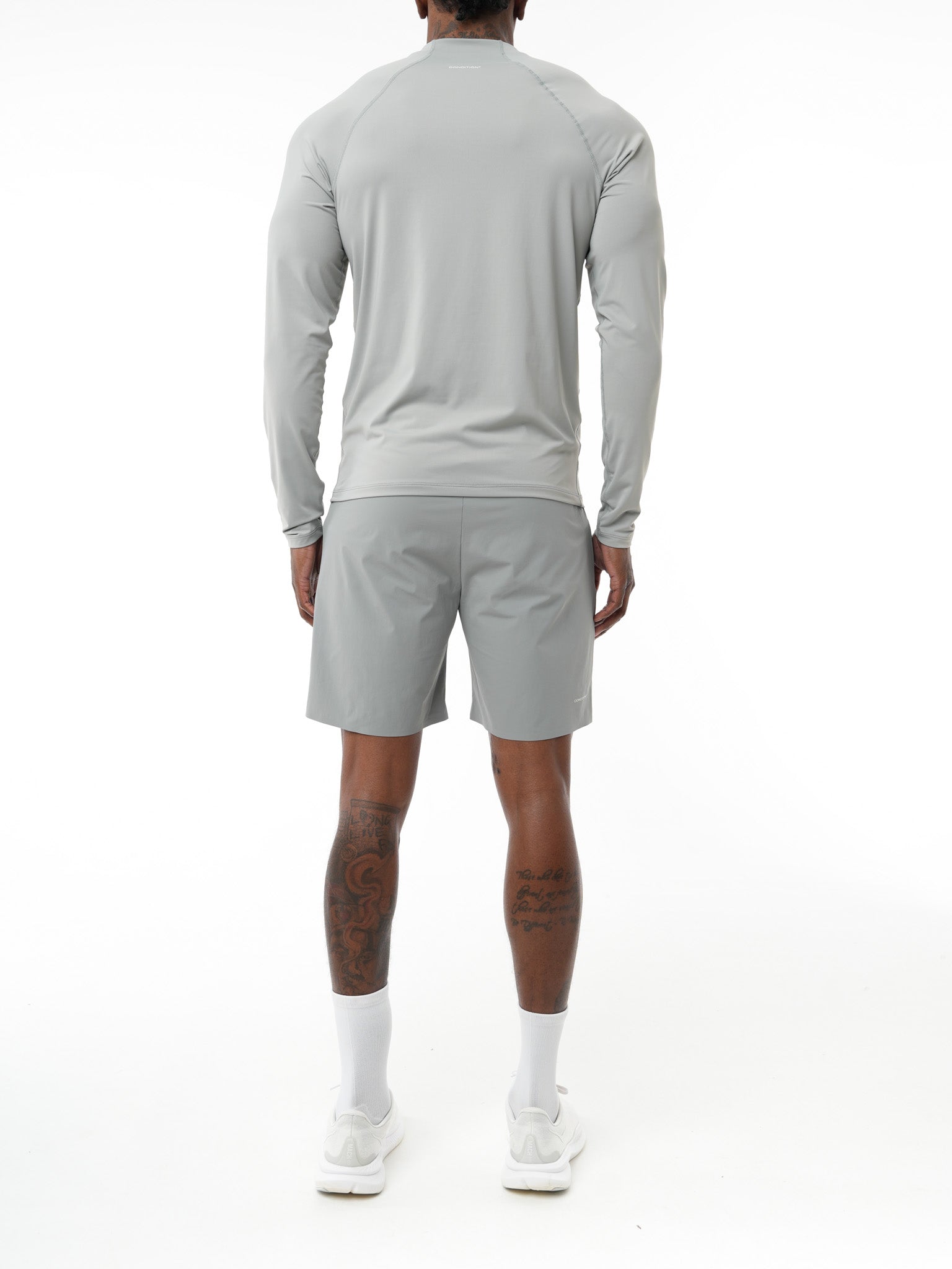 QUARTER ZIP TOP/TRAINING 7" SHORT SET - MID GREY